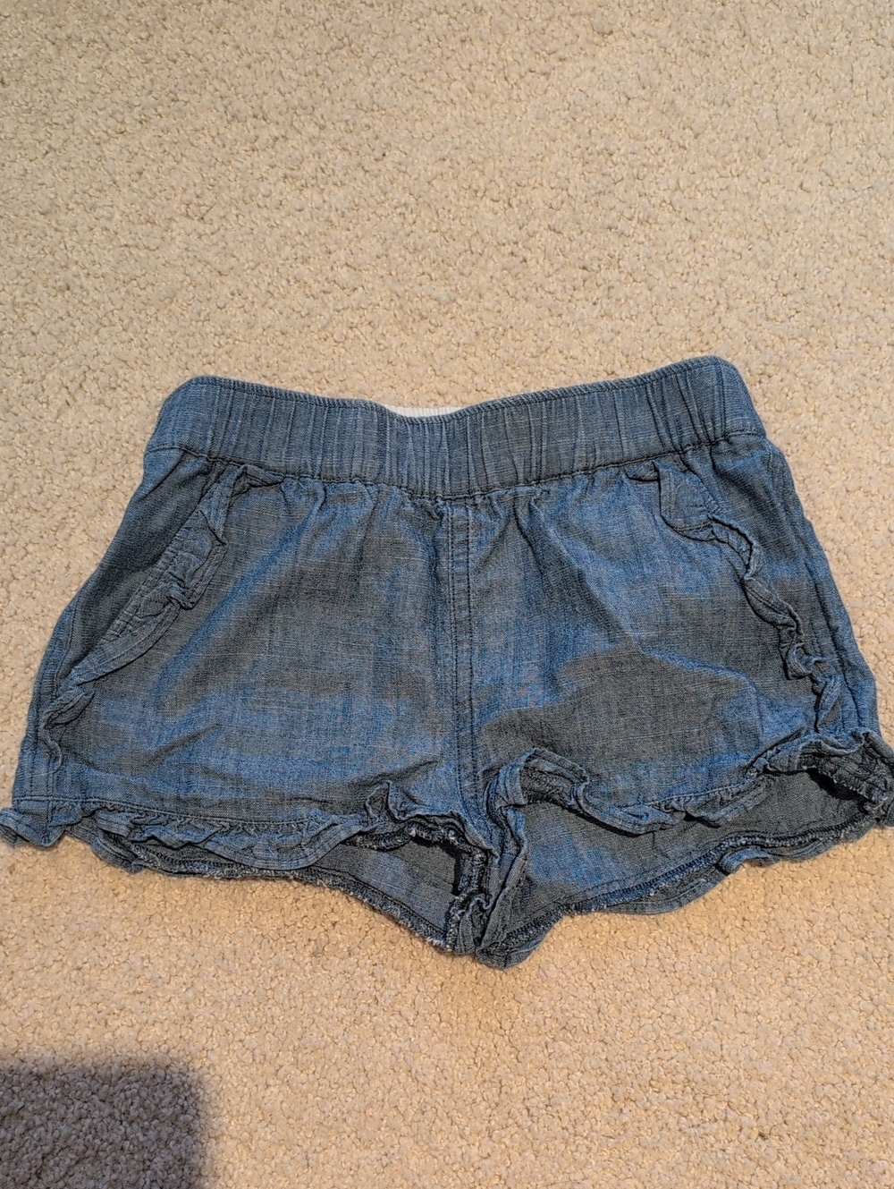 Crewcuts Kids Chambray Ruffle Hem Girl's Shorts Size 6 Denim Blue
